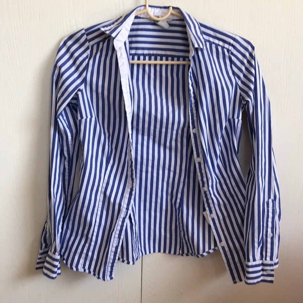 Vertical Striped Button Down Collared Shirt - image 2